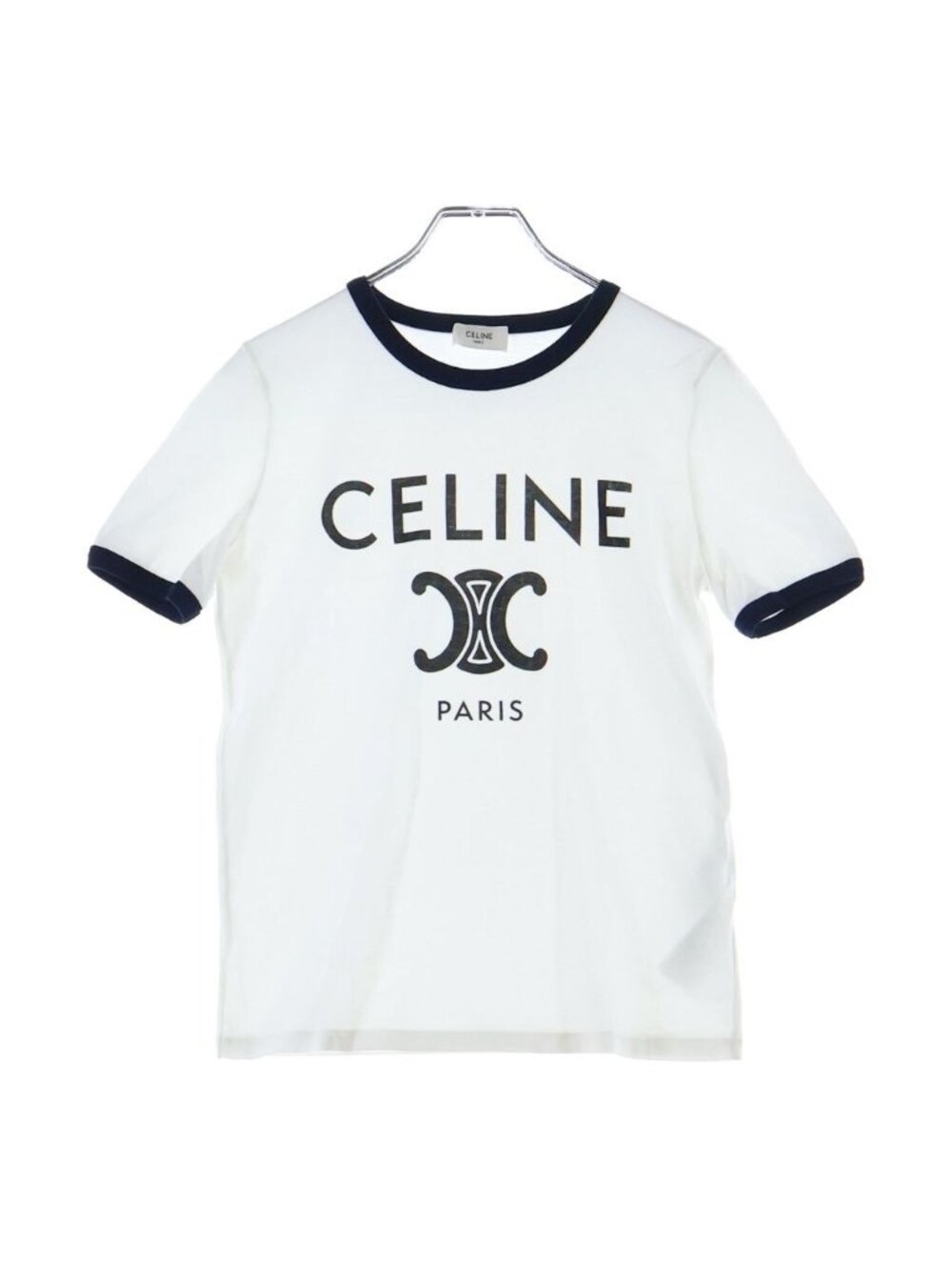 Celine Triomphe Ringer Short Sleeve Logo T-Shirt White